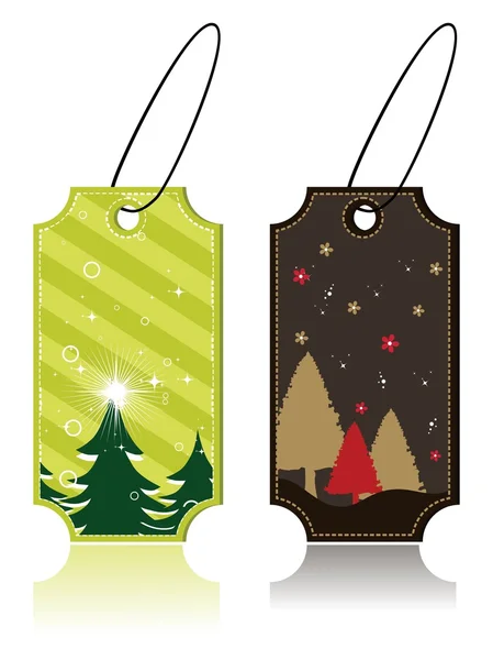 Set of christmas theme concept tags for in brown & green color c — Stock Vector