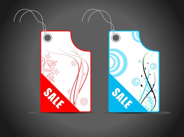 Conjunto de venda tag na cor vermelha e azul para melhor venda, illust vetor —  Vetores de Stock