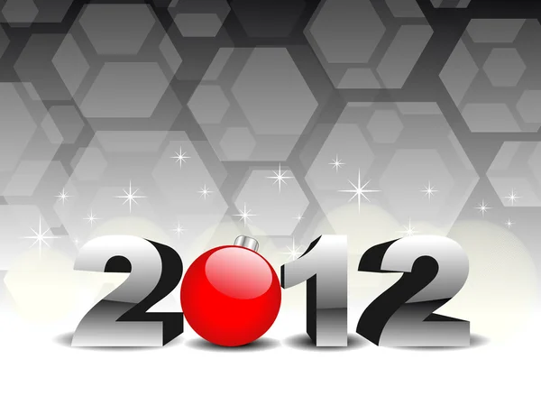 2012 text with 3d effect in gray & red color greeting card for H — Stock Vector