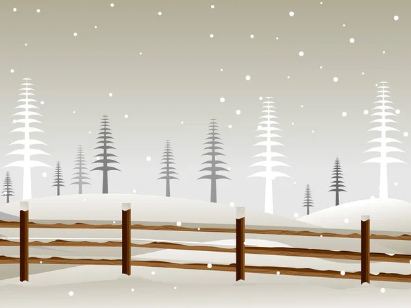 Kerstbomen met sneeuw vlokken achtergrond — Stockvector