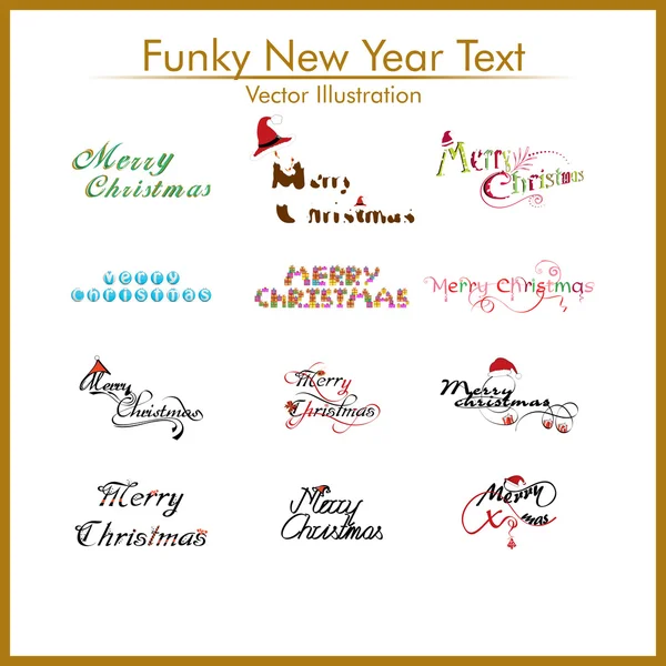 Bir typograpy mutlu Noeller ch için on iki farklı funky tarzı metin ayarla — Stok Vektör