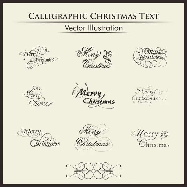 Typographic set of nine styles text for merry chirstmas. — Stock Vector