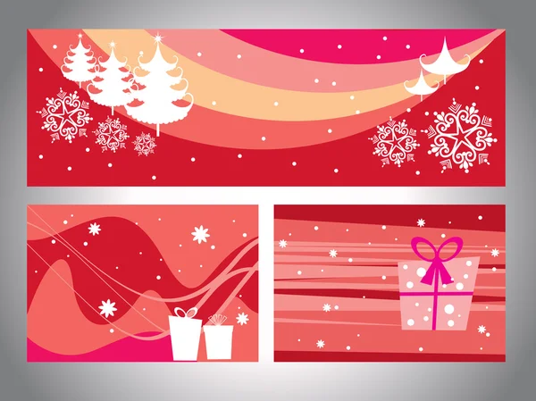 Ein Satz Kopfzeilen & Wunschkarten für Weihnachten — Stockvektor