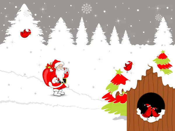Eine schöne Karte für Weihnachten auf winterlichem Hintergrund — Stockvektor