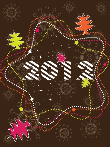 Dekoratív kártya-val szöveg 2012 bemutató a karácsonyi & Szilveszter — Stock Vector