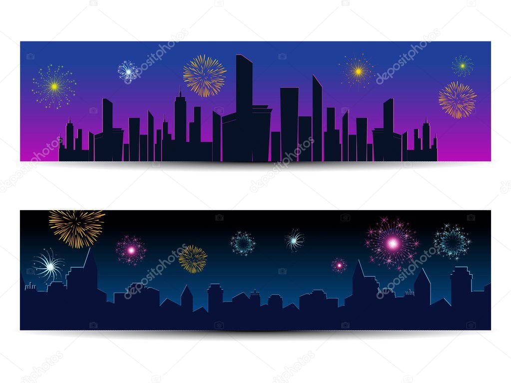 set of two header for new year
