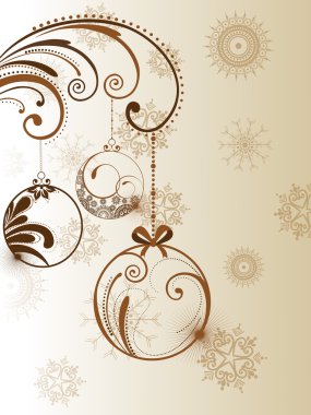 Vector Christmas ball and floral decorative abstraction backgro clipart