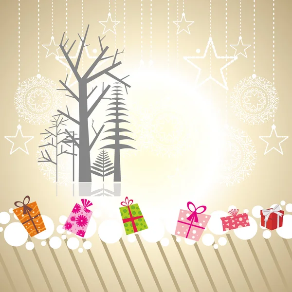 Μια Χριστουγεννιάτικη κάρτα με το όμορφο χριστουγεννιάτικο δέντρο εικονογράφηση. — Διανυσματικό Αρχείο