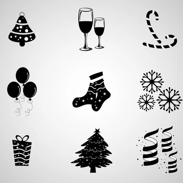 En uppsättning av vektorobjekt till jul, nyår och vinter. — Stock vektor