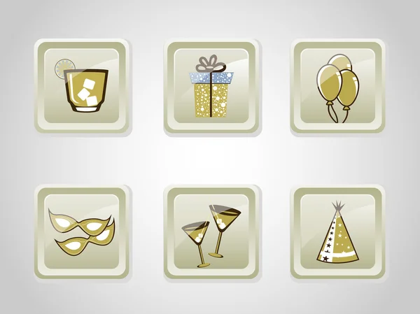 A set of vector Glass Christmas icons — Stock Vector