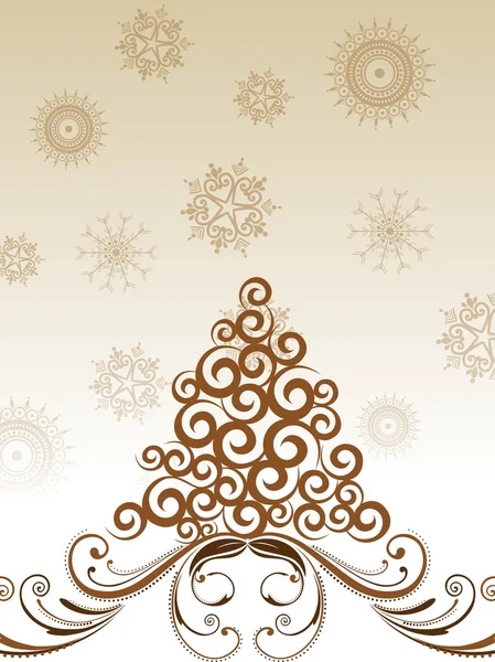 Vektor karácsonyfa és virágos dekoratív absztrakciós backgro — Stock Vector