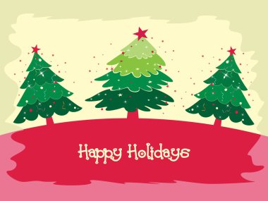 Christmas tree background greeting card for happy holidays clipart