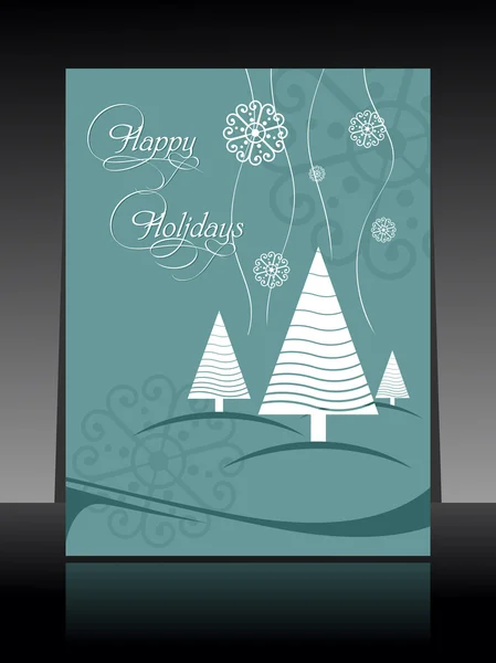 Christmas tree background greeting card with presentation — Stock Vector