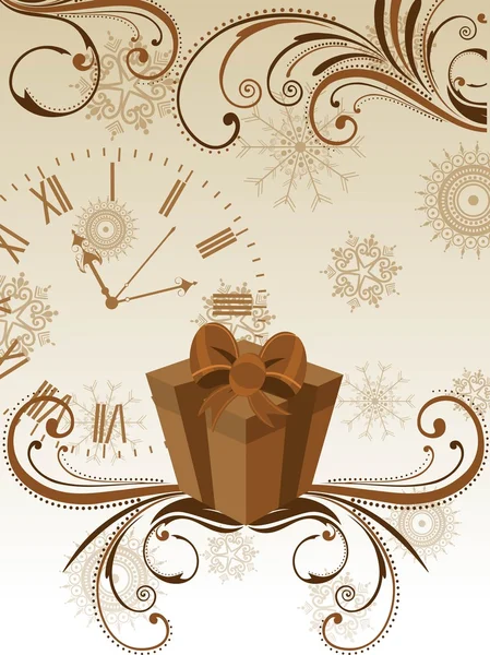 Векторный подарок, часы и цветочный декоративный фон абстракции — стоковый вектор