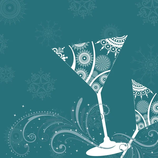 モダンなデザイン シャンパンと創造的な花パターン背景 — ストックベクタ