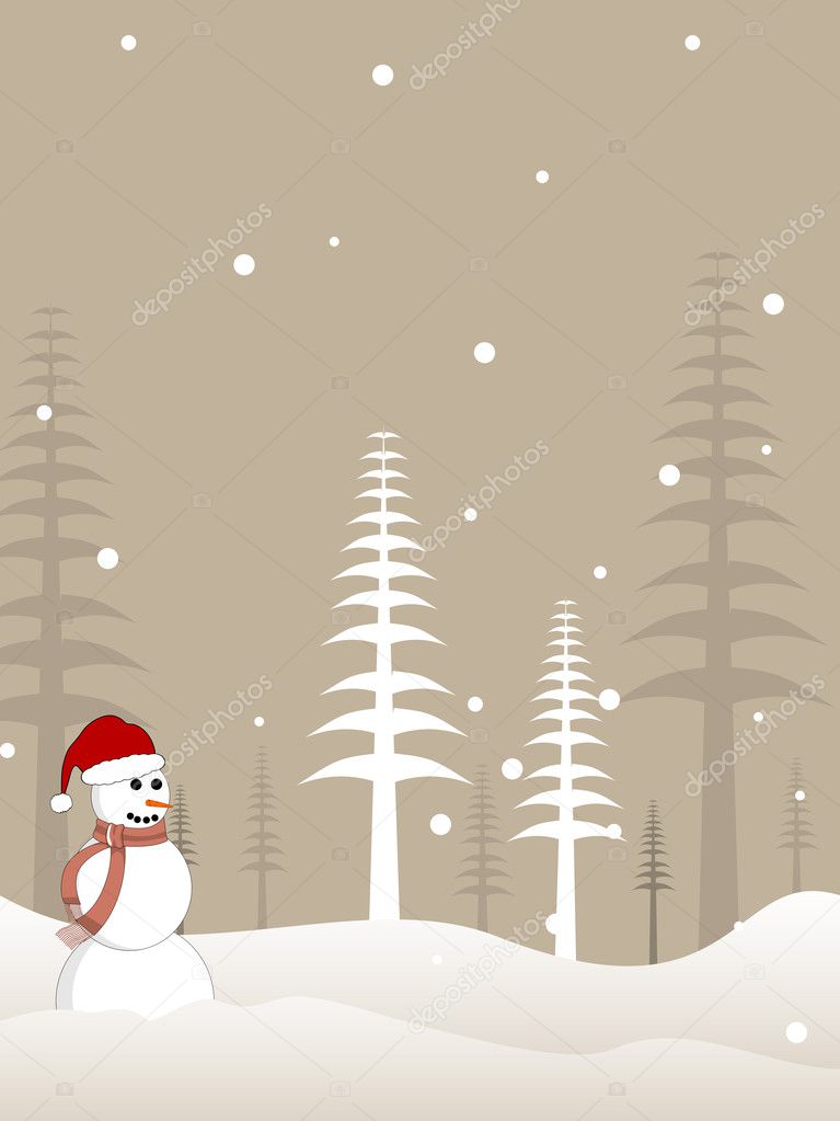 Greeting card with snow man for Christmas & other occasions.