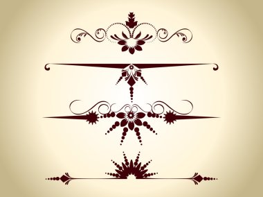 set of four design elements in vintage style vectorized. clipart