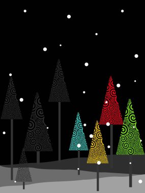 Colorful christmas tree with snow flake for Christmas & all event. clipart