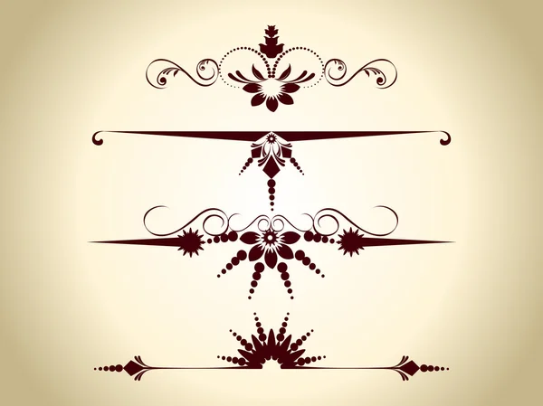 Set of four design elements in vintage style vectorized. — Stock Vector