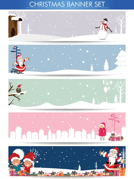 Мега набір різдвяних банерів з Сантою, сніговиком і копійкою для тексту — стоковий вектор
