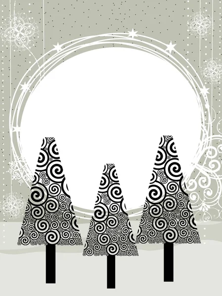 Siyah absrtact Noel ağacı Noel ile yılbaşı tebrik kartı — Stok Vektör
