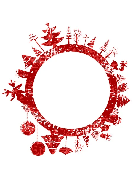 Astratto grunge rosso timbro di Natale con piccoli elementi . — Vettoriale Stock