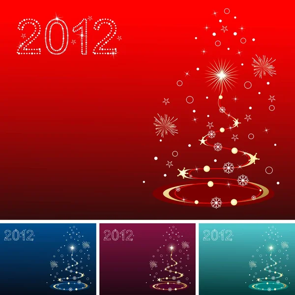 Konstnärliga & kreativa julgran med 2012 text till jul — Stock vektor
