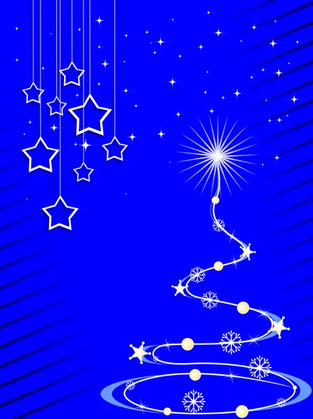 Arbre de Noël artistique et créatif en fond de couleur bleue pour — Image vectorielle