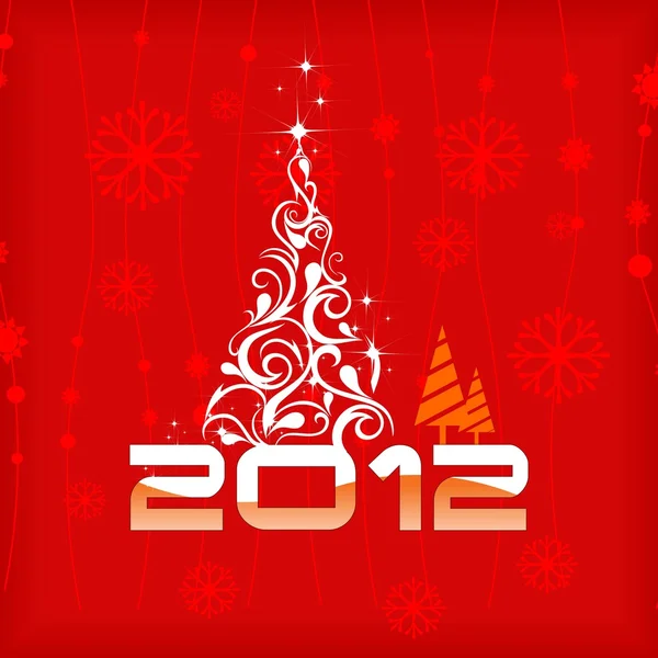 Illustration vectorielle de fond avec 2012 arbre de Noël floral . — Image vectorielle