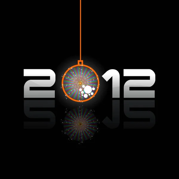 2012 vector new year's eve greeting card with hanging balls. — Stock Vector