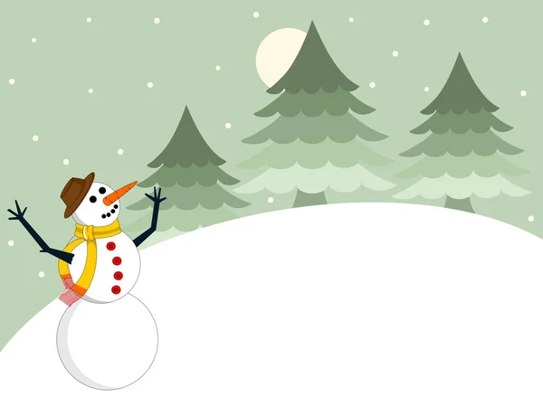 Jul bakgrund med snögubbe och utrymme för text.vector — Stock vektor