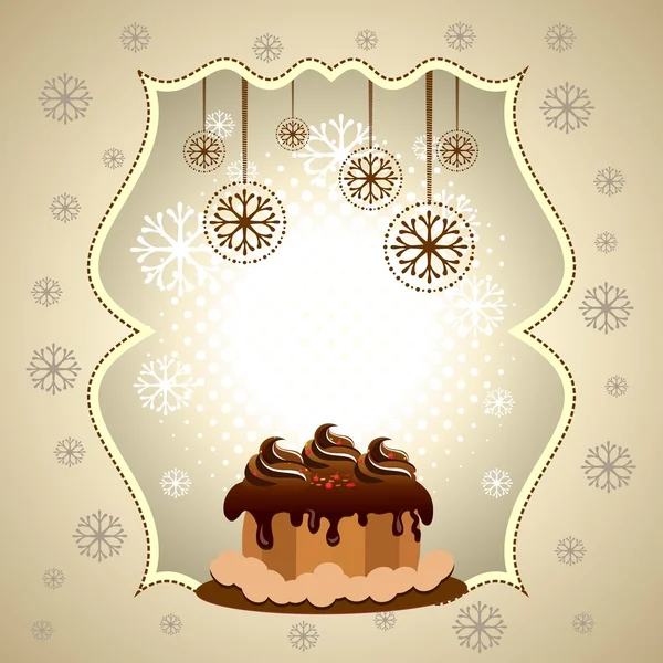 Beautiful Christmas card with cake on abstract background for Ch — Stock Vector