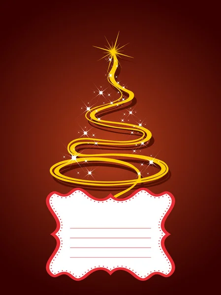 Ευχετήρια κάρτα με κομψό χριστουγεννιάτικο δέντρο σε χρυσό χρώμα & Γουίτ — Διανυσματικό Αρχείο