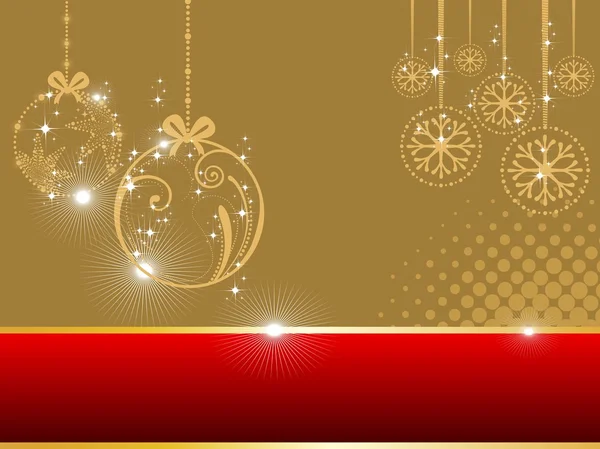 Bonita tarjeta de felicitación con bolas de Navidad colgantes & elementos f — Archivo Imágenes Vectoriales