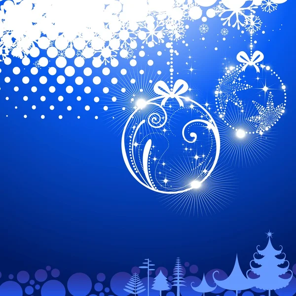 Pendurado bolas decorativas de Natal, cartão de saudação para Vhristmas — Vetor de Stock