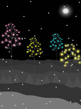 Vector, colorful tree with snow flakes for Christmas, New Year &