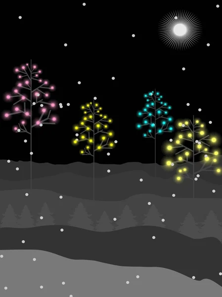 Vektor, bunter Baum mit Schneeflocken für Weihnachten, Neujahr & — Stockvektor
