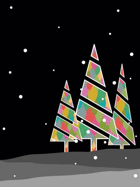 Stylowe kolorowe Boże Narodzenie drzewo na czarnym tle na Boże Narodzenie idealna O — Wektor stockowy