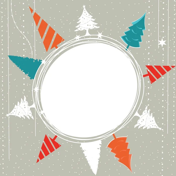 क्रिसमस और ओ के लिए रंगीन अमूर्त Xmas पेड़ के साथ ग्रीटिंग कार्ड — स्टॉक वेक्टर