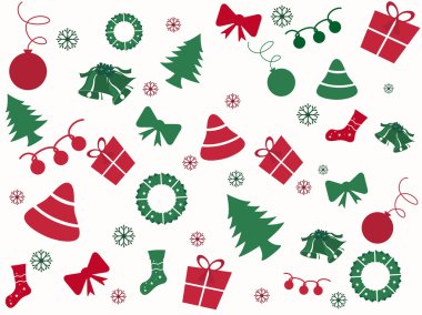 Christmas pattern made from many Christmas trees and elements fo clipart