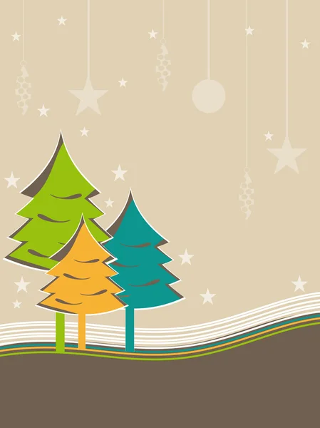 Vector, tarjeta de felicitación con colorido árbol de Navidad para Navidad, Ne — Vector de stock