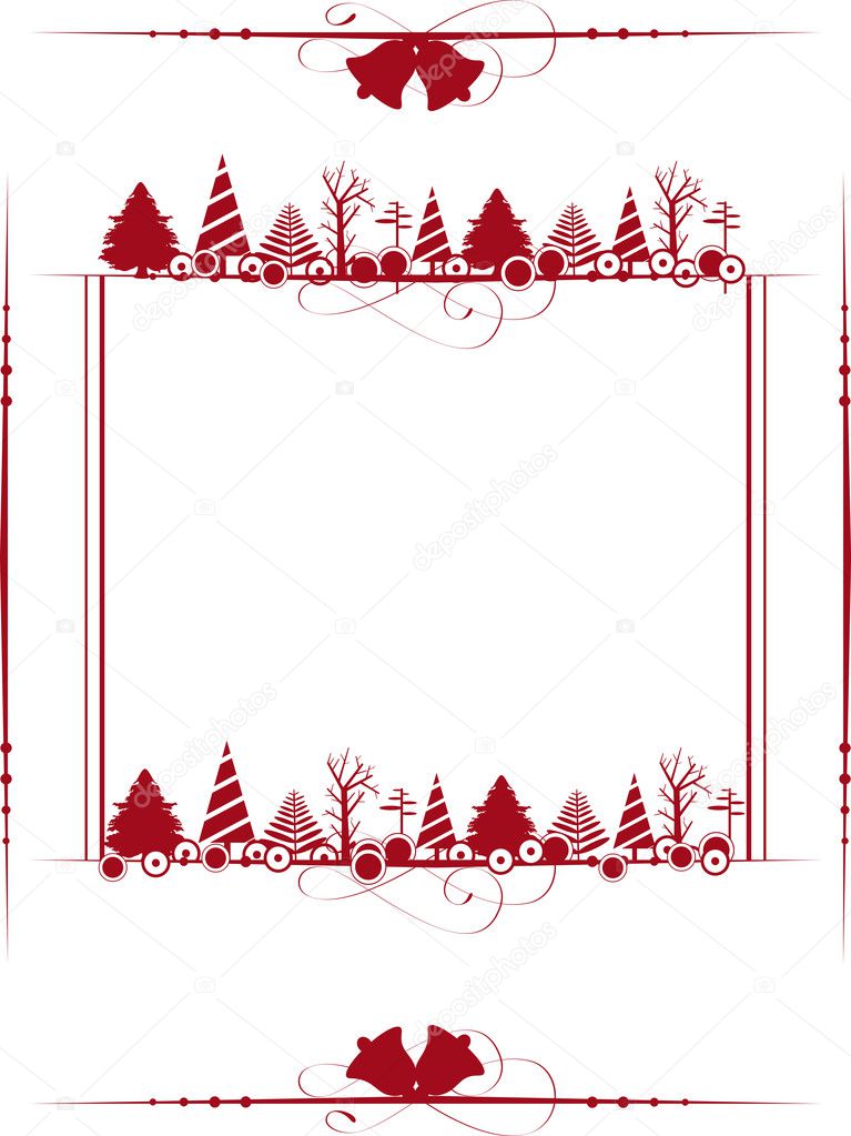 Vintage Christmas frame with the Christmas ornaments. Vector ill