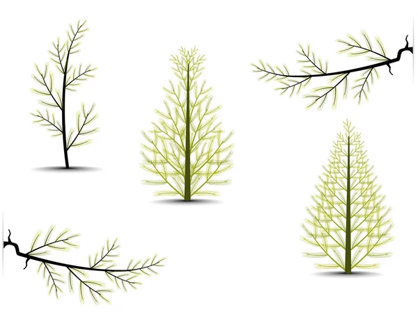 Ilustración de conjunto de árboles diferentes para Navidad, Otoño y — Archivo Imágenes Vectoriales