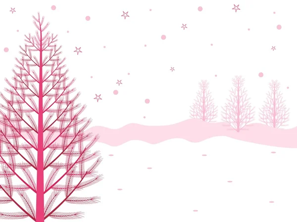 冬の白ピンク x mastrees の背景。ベクトル イラスト — ストックベクタ
