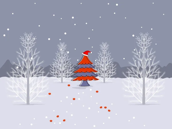 Χριστούγεννα δέντρο φορώντας santa καπάκι για Χριστούγεννα & άλλες περιπτώσεις. — Διανυσματικό Αρχείο