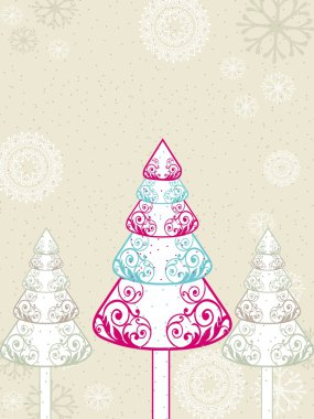 bir vektör ile renkli xmas ağacı Noel & yeni yıl kartı.