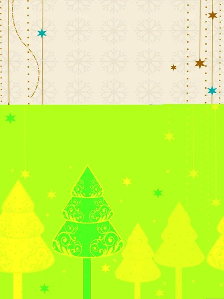 벡터 화려한 크리스마스 나무와 크리스마스 & 새 해 카드. — 스톡 벡터