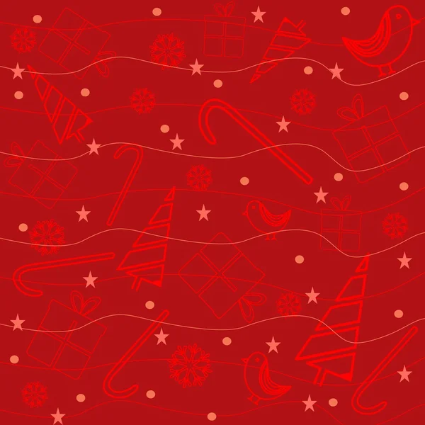 要素を多くのクリスマス ツリーとクリスマスのシームレスなパターン — ストックベクタ