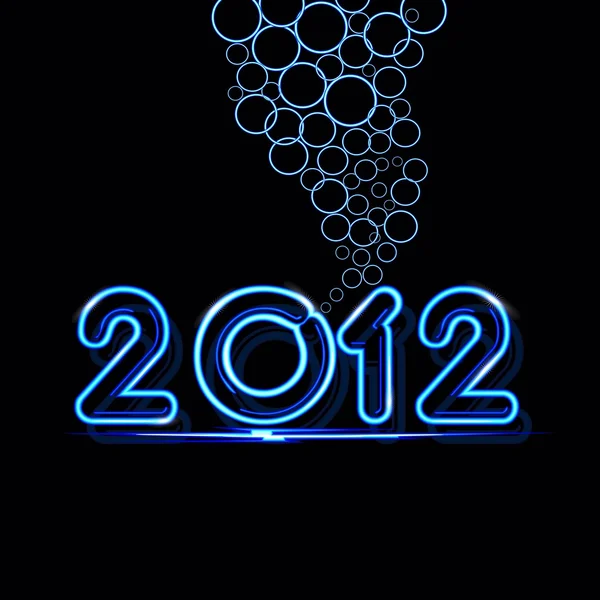 Una tarjeta vectorial de Año Nuevo 2012 hecha de luces de neón azules  . — Archivo Imágenes Vectoriales