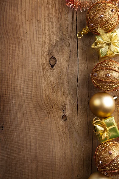 Χριστούγεννα backround με χρυσή διακόσμηση — Φωτογραφία Αρχείου